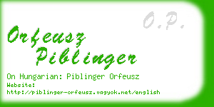 orfeusz piblinger business card